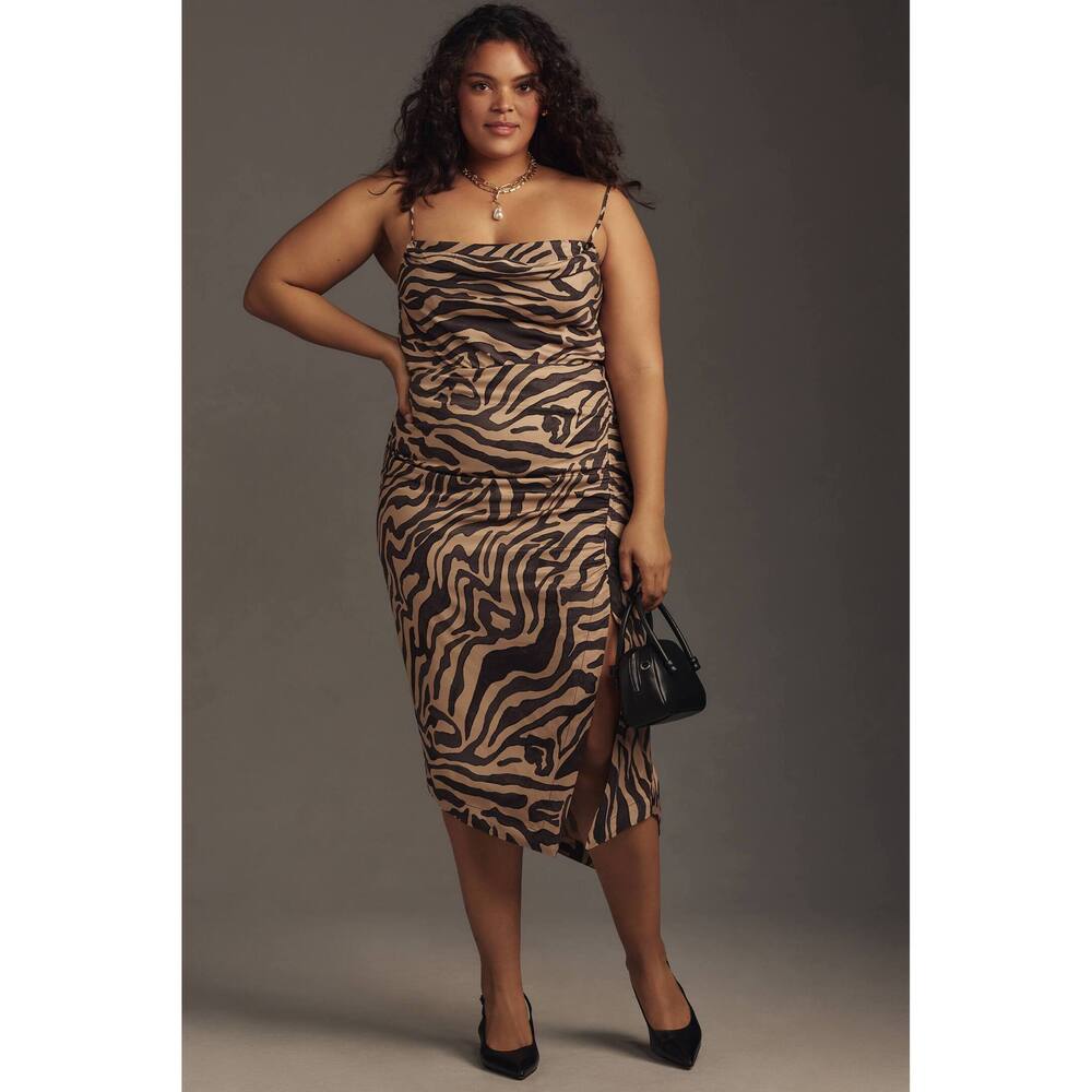 By Anthropologie Sleeveless Draped-Back Asymmetrical Slip Midi Dress 20W NWT